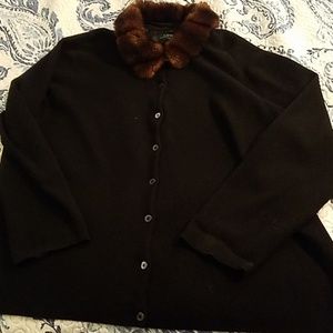 Ralph Lauren faux fur collar cardigan plus size 3x